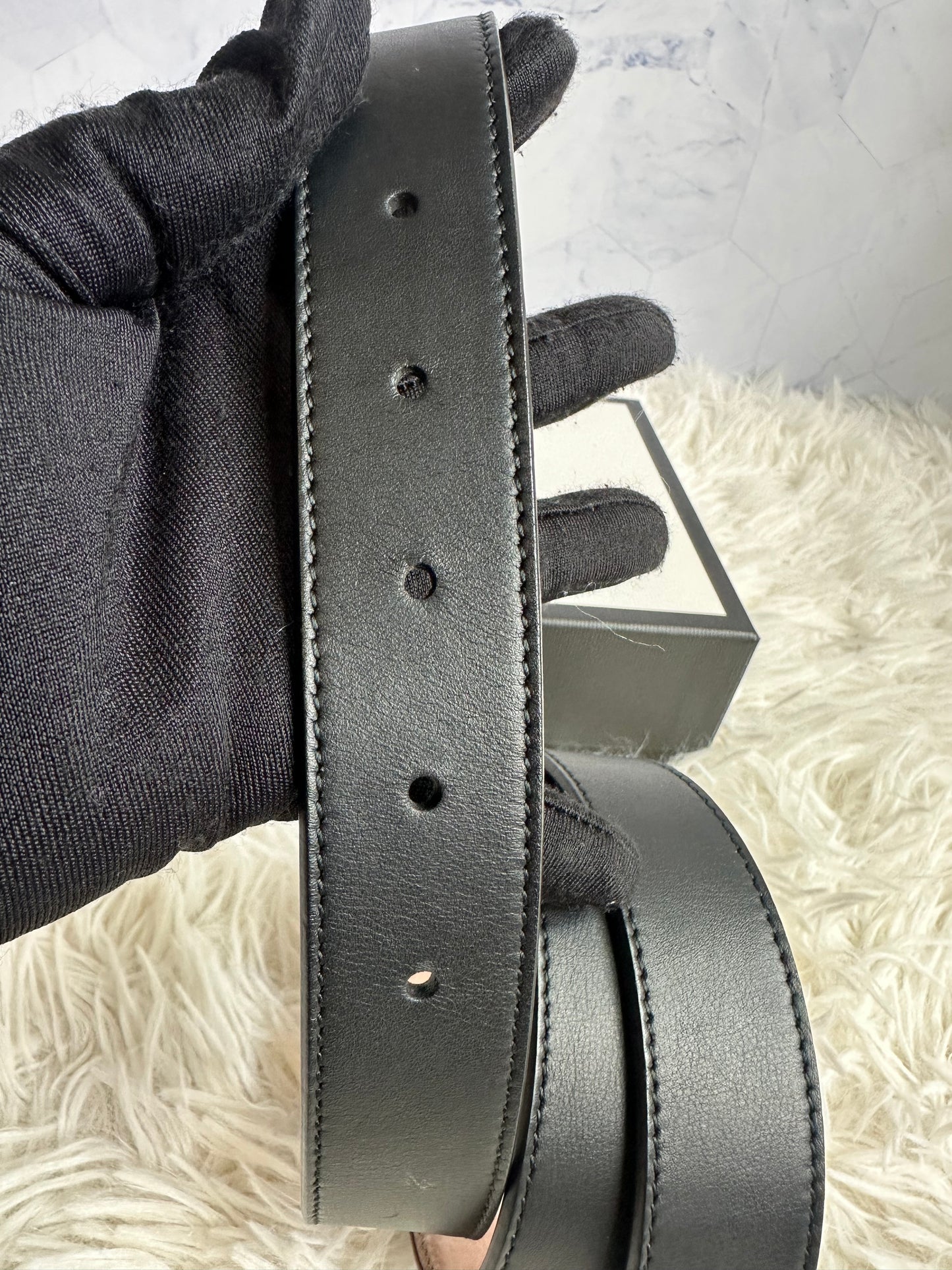 Gucci Crystal Embellished Interlocking G Buckle Belt size 85