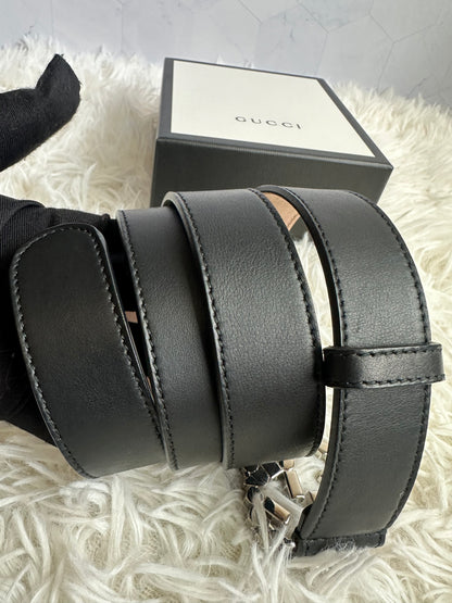 Gucci Crystal Embellished Interlocking G Buckle Belt size 85
