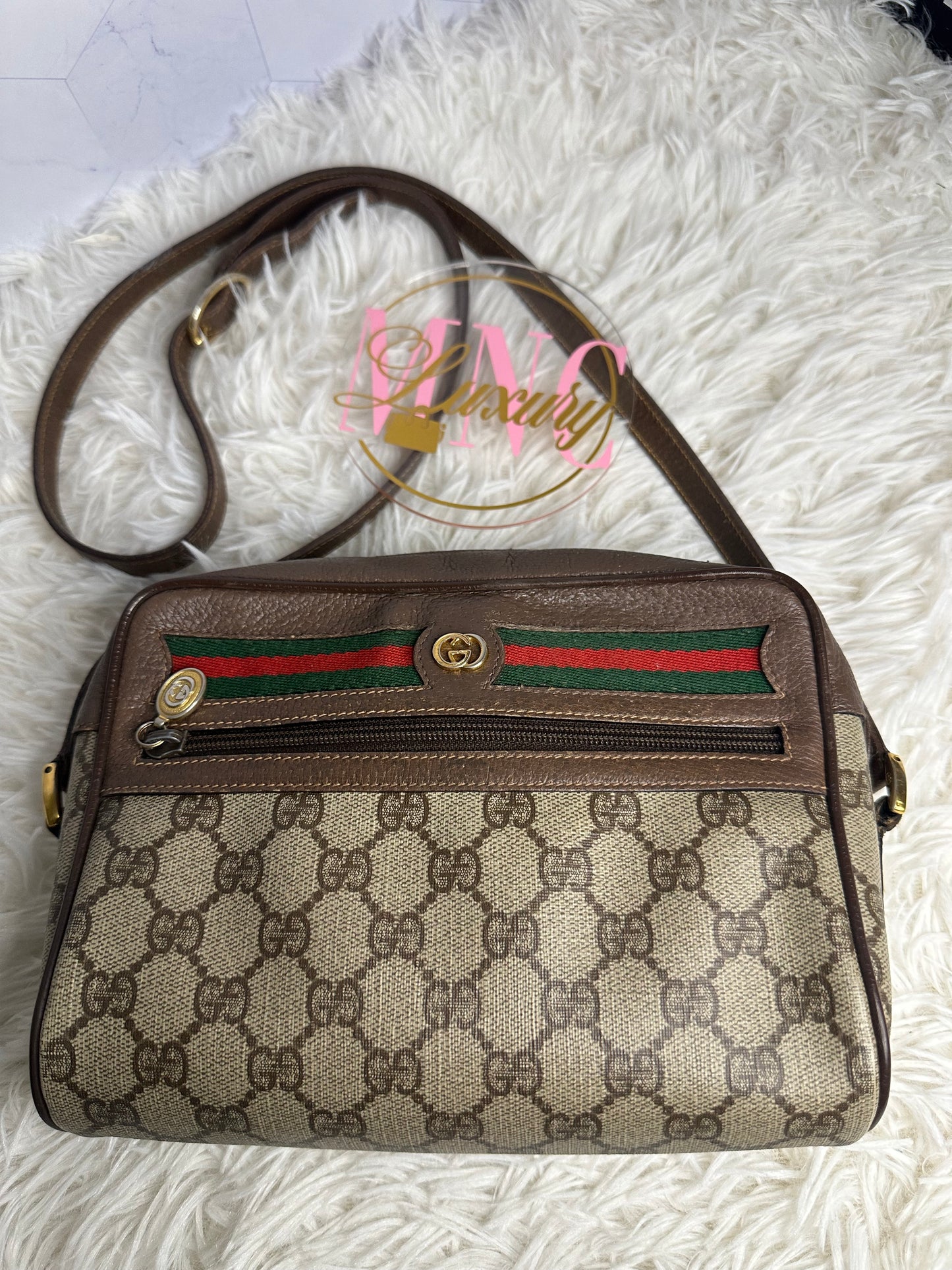 Gucci Vintage Canvas Crossbody Bag