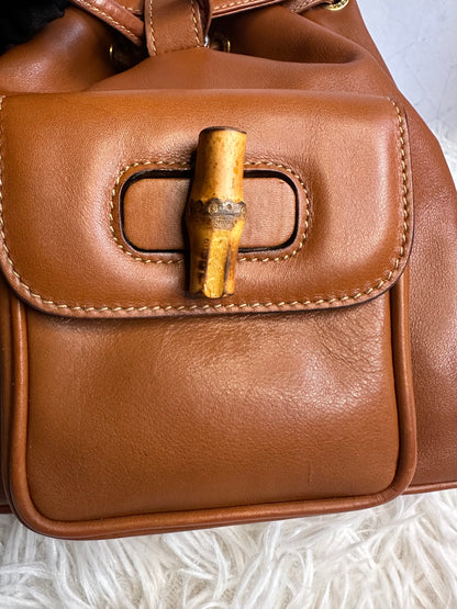 Gucci Vintage Bamboo Leather Drawstring Mini Backpack
