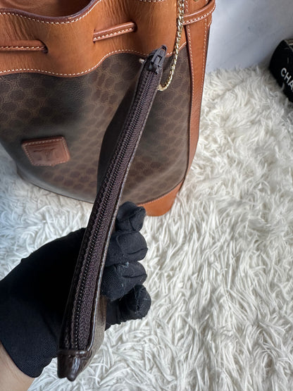 Celine Vintage Macadam Bucket Bag with pouch