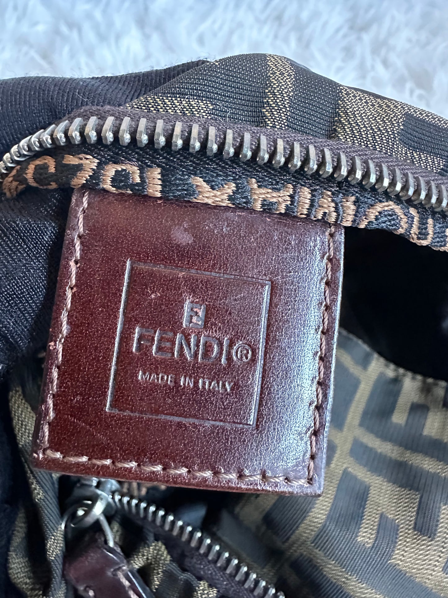 Fendi Zucca Vintage Baguette Shoulder Bag