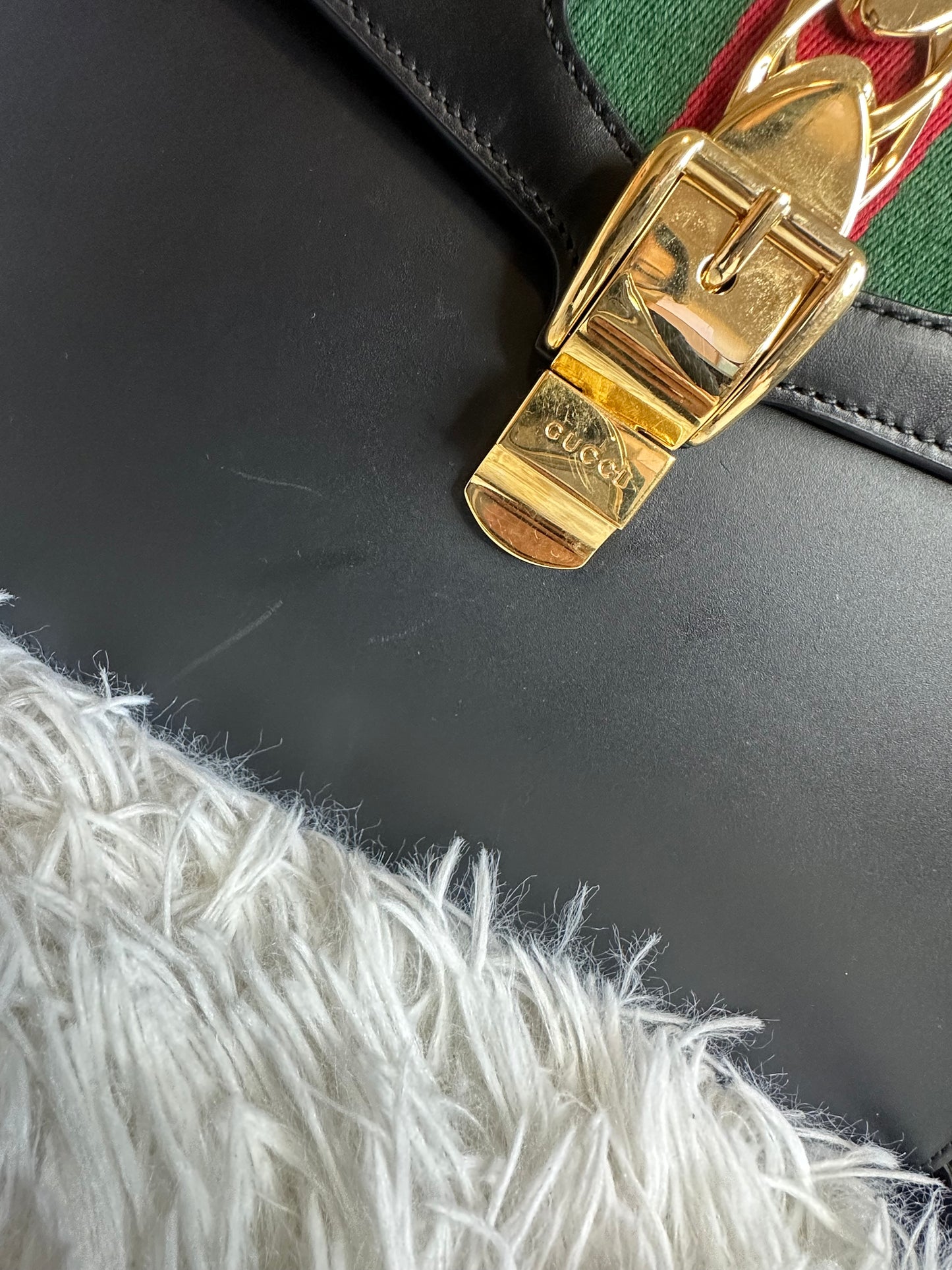 Gucci Sylvie Top Handle Black Leather