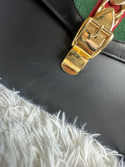 Gucci Sylvie Top Handle Black Leather