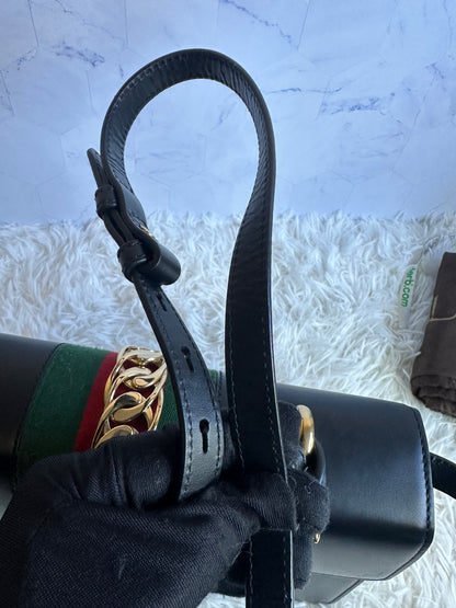Gucci Sylvie Top Handle Black Leather