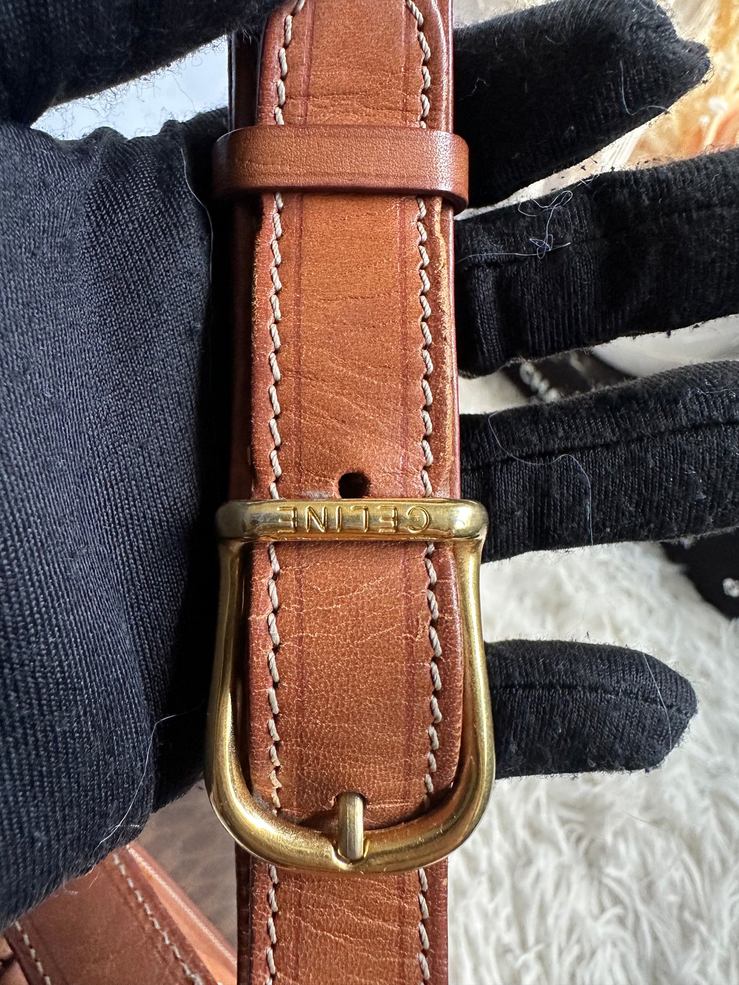 Celine Vintage Macadam Bucket Bag with pouch