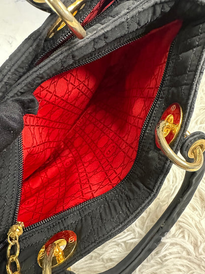 Lady Dior Cannage Quilted Canvas Bag Medium