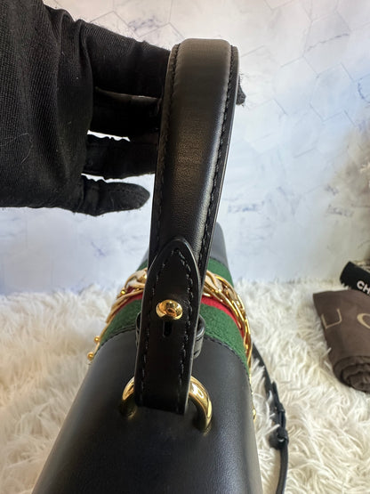 Gucci Sylvie Top Handle Black Leather