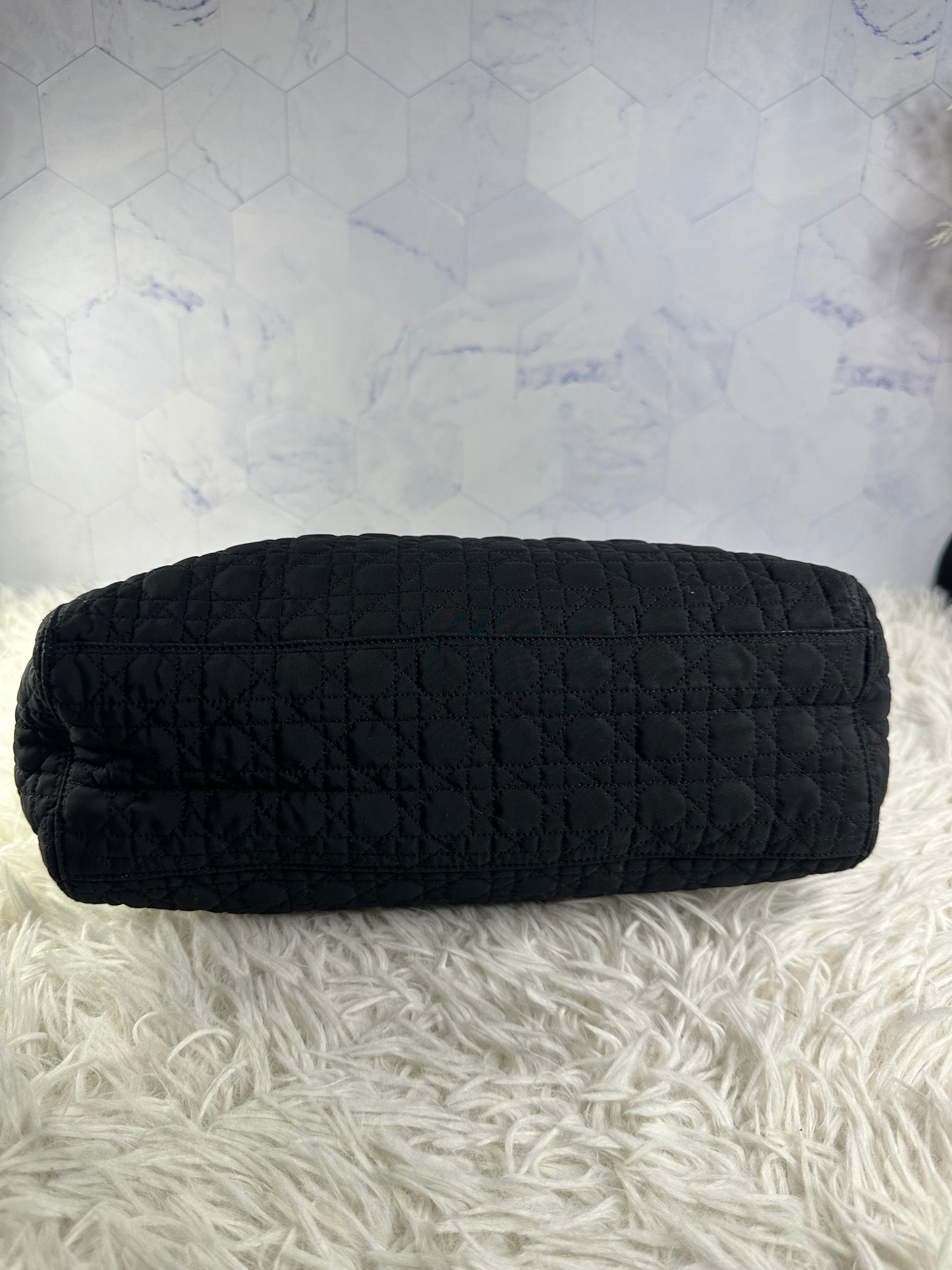 Lady Dior Cannage Quilted Canvas Bag Medium