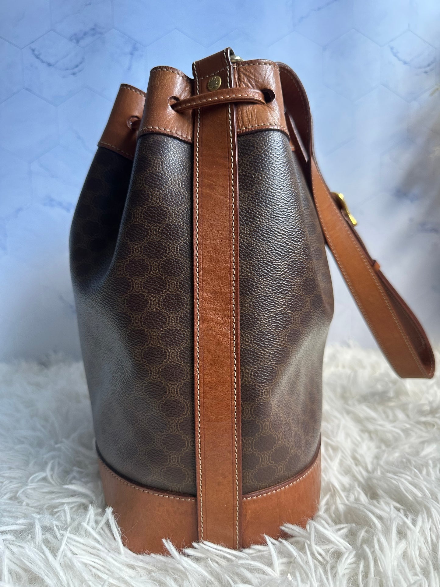 Celine Vintage Macadam Bucket Bag with pouch