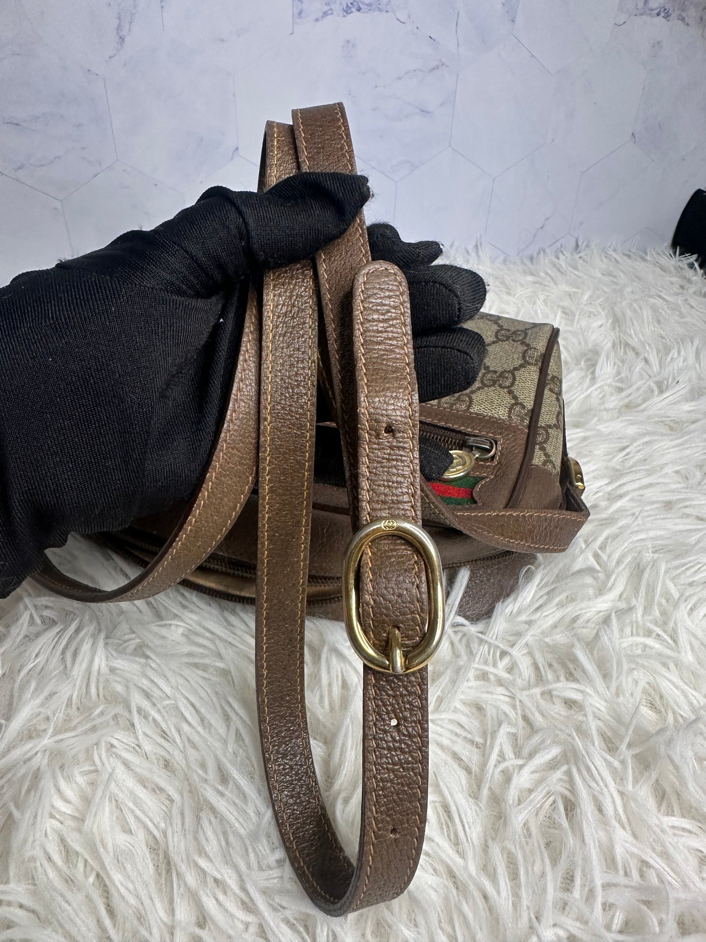 Gucci Vintage Canvas Crossbody Bag