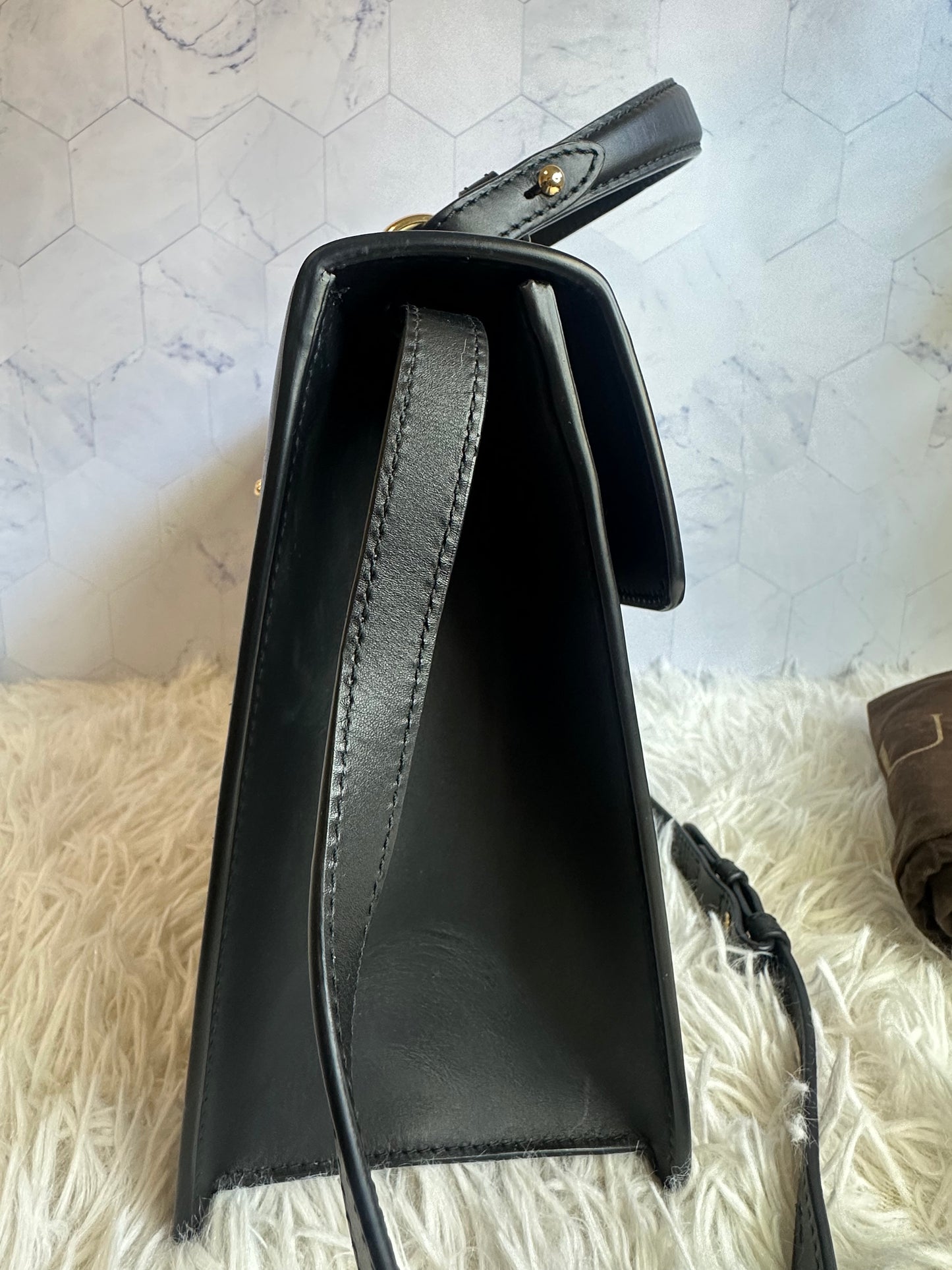 Gucci Sylvie Top Handle Black Leather