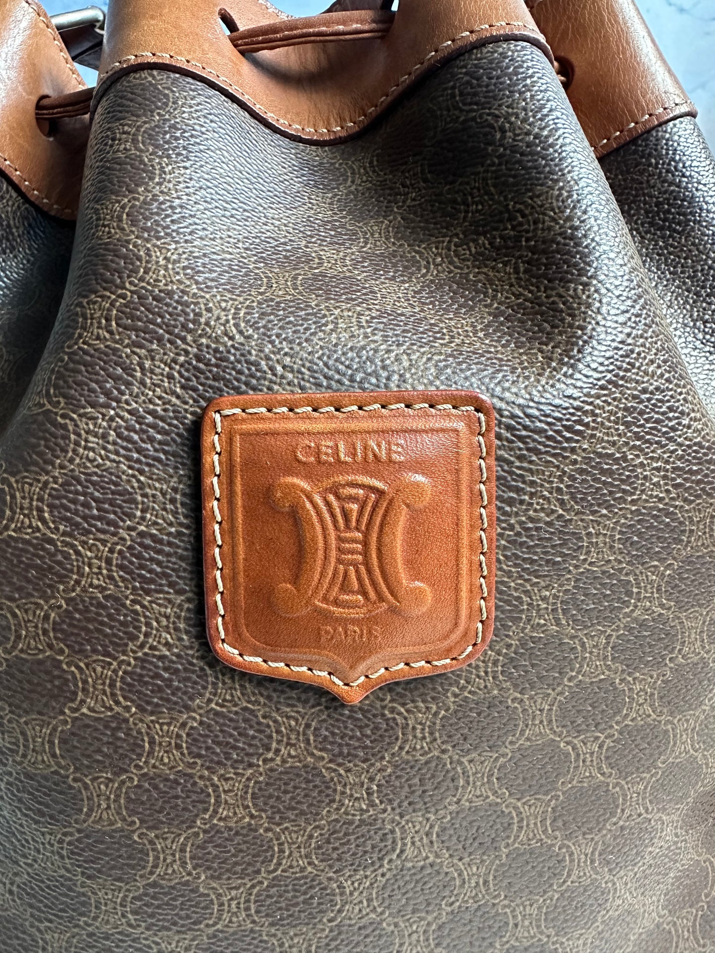 Celine Vintage Macadam Bucket Bag with pouch