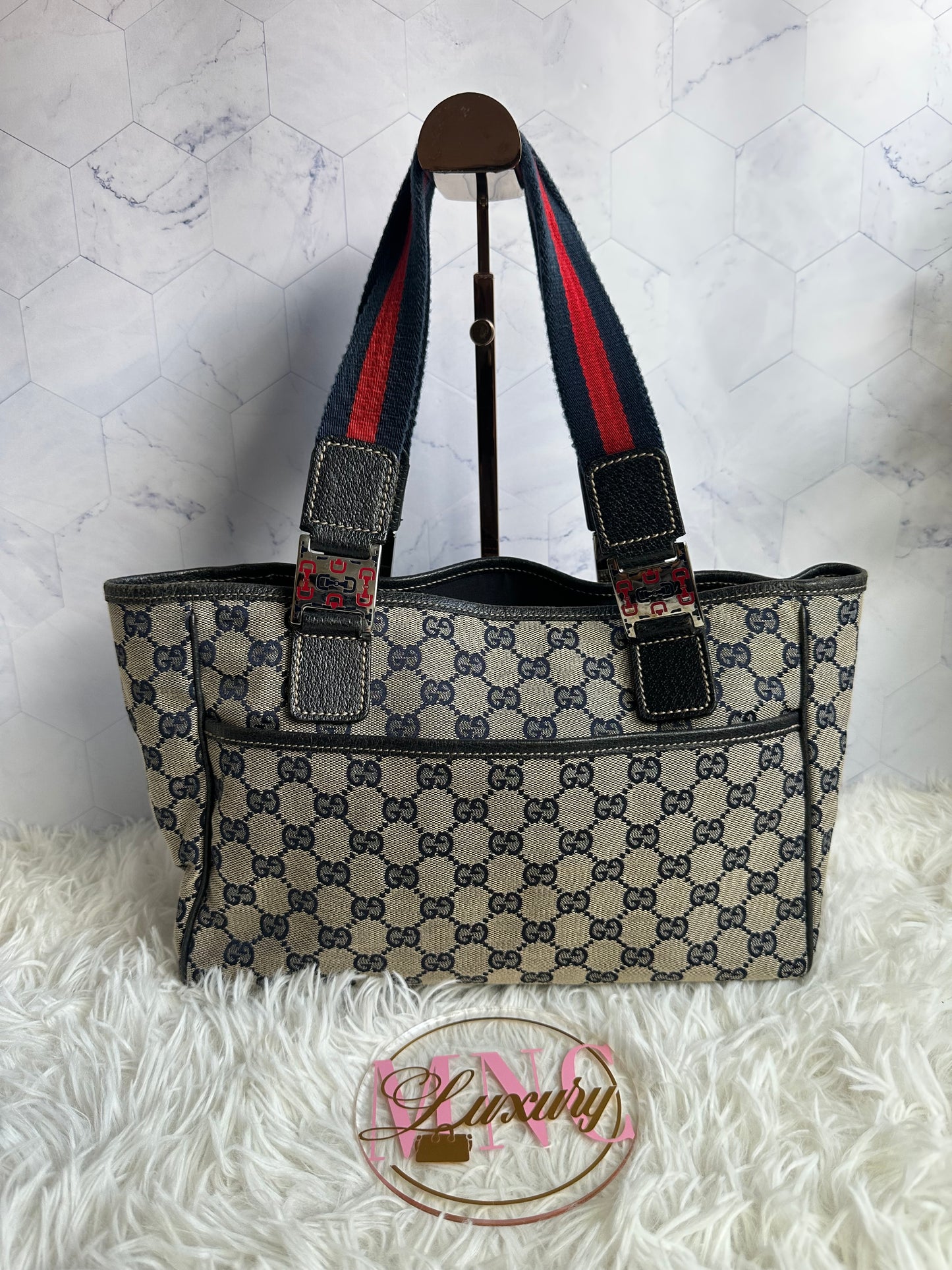Gucci Vintage GG Canvas Web Tote