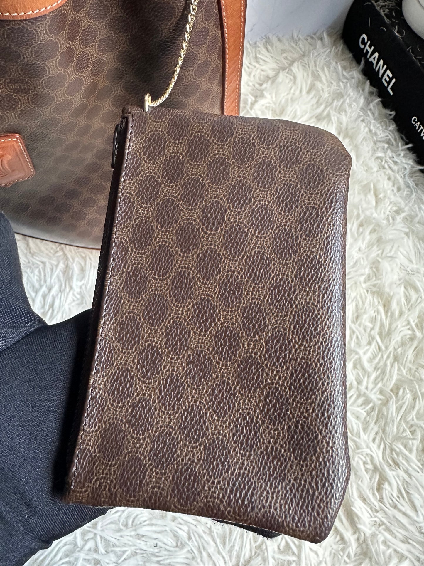 Celine Vintage Macadam Bucket Bag with pouch