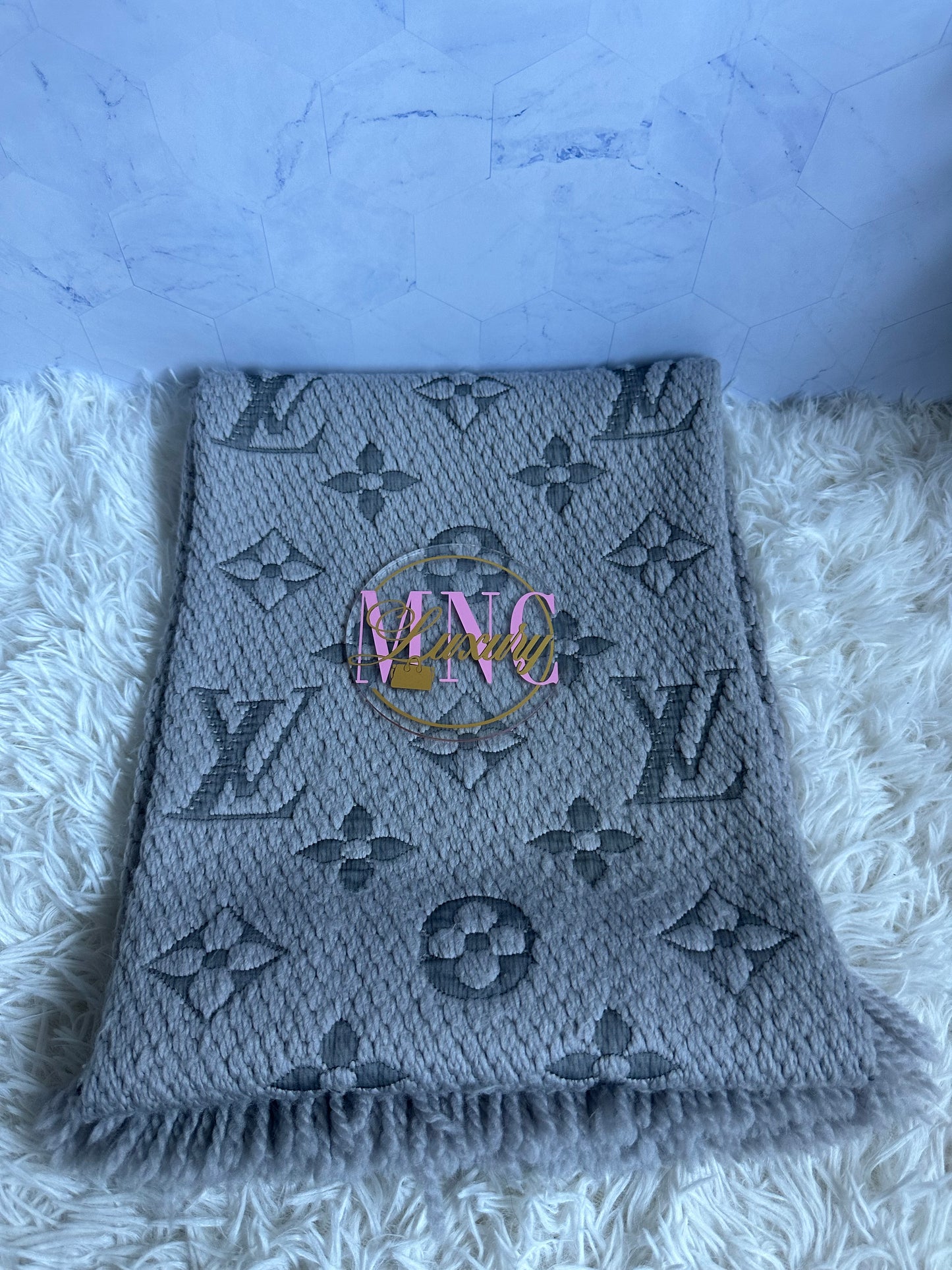 Louis Vuitton Logomania Wool Scarf - Light Grey