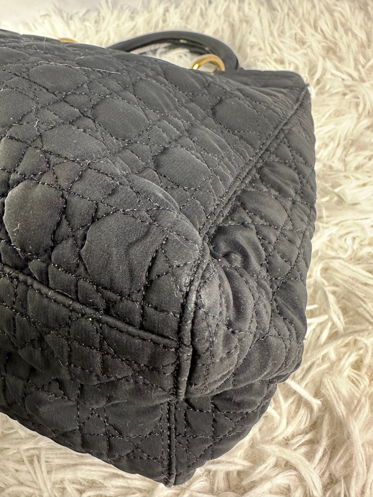 Lady Dior Cannage Quilted Canvas Bag Medium