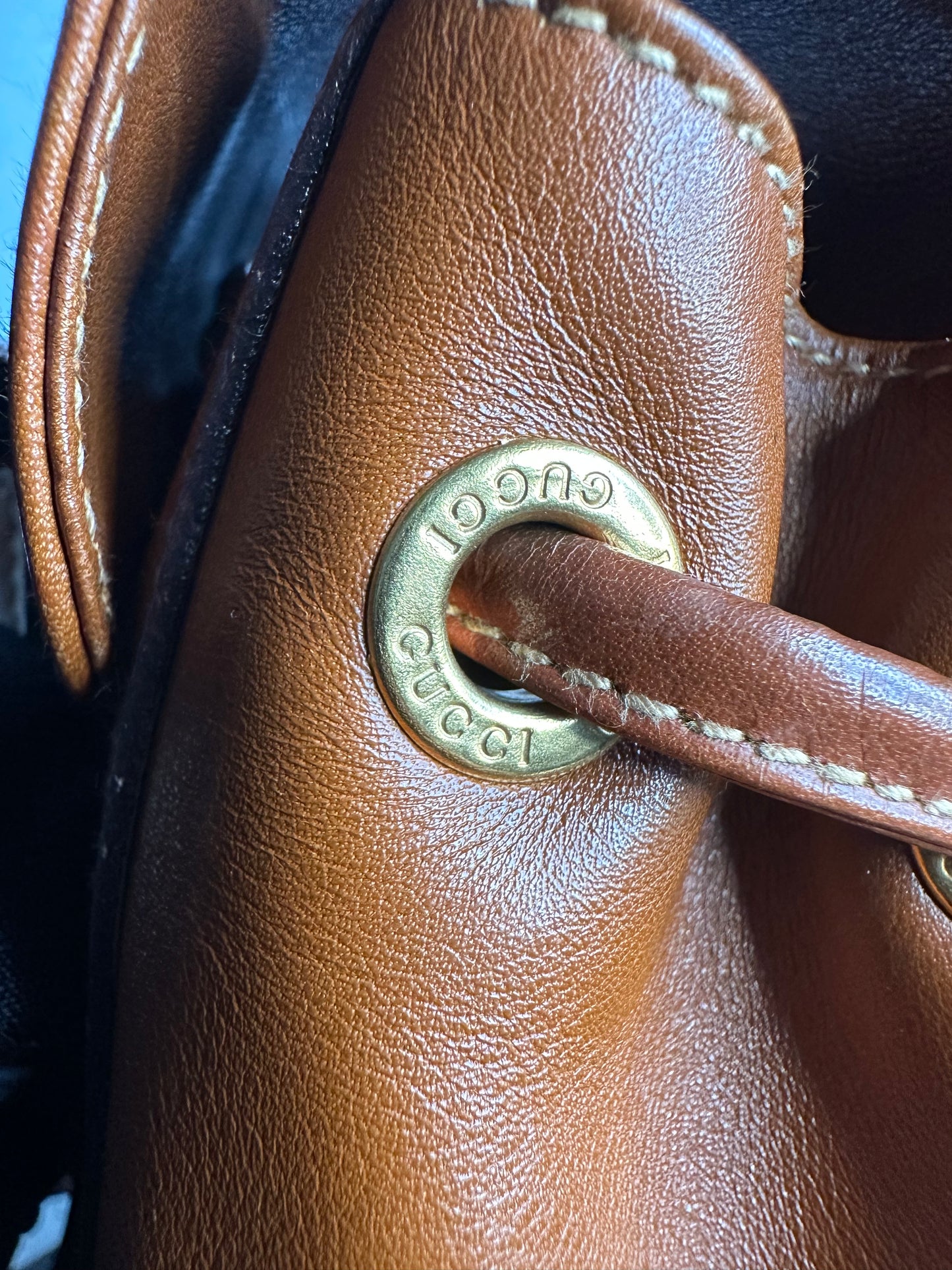 Gucci Vintage Bamboo Leather Drawstring Mini Backpack