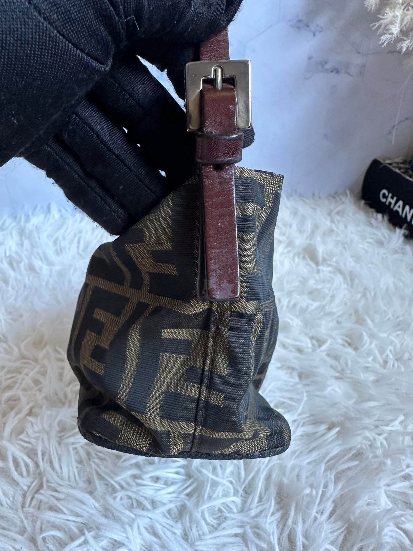 Fendi Zucca Vintage Baguette Shoulder Bag