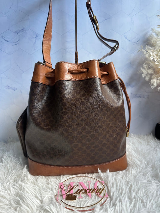 Celine Vintage Macadam Bucket Bag with pouch
