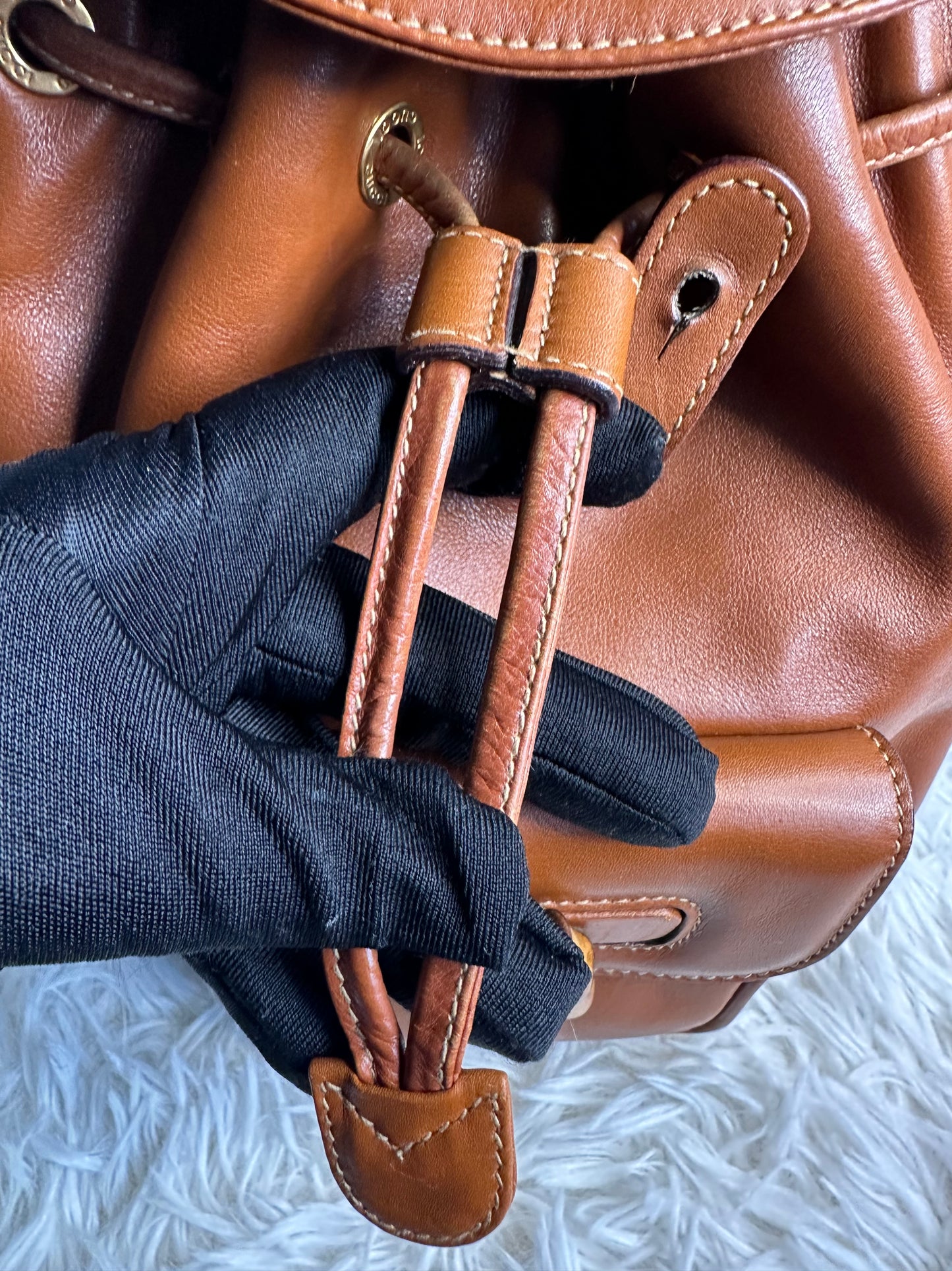 Gucci Vintage Bamboo Leather Drawstring Mini Backpack