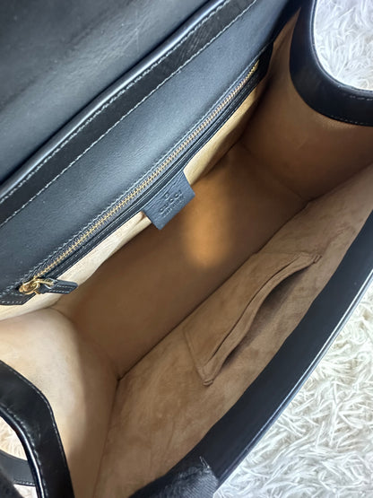 Gucci Sylvie Top Handle Black Leather