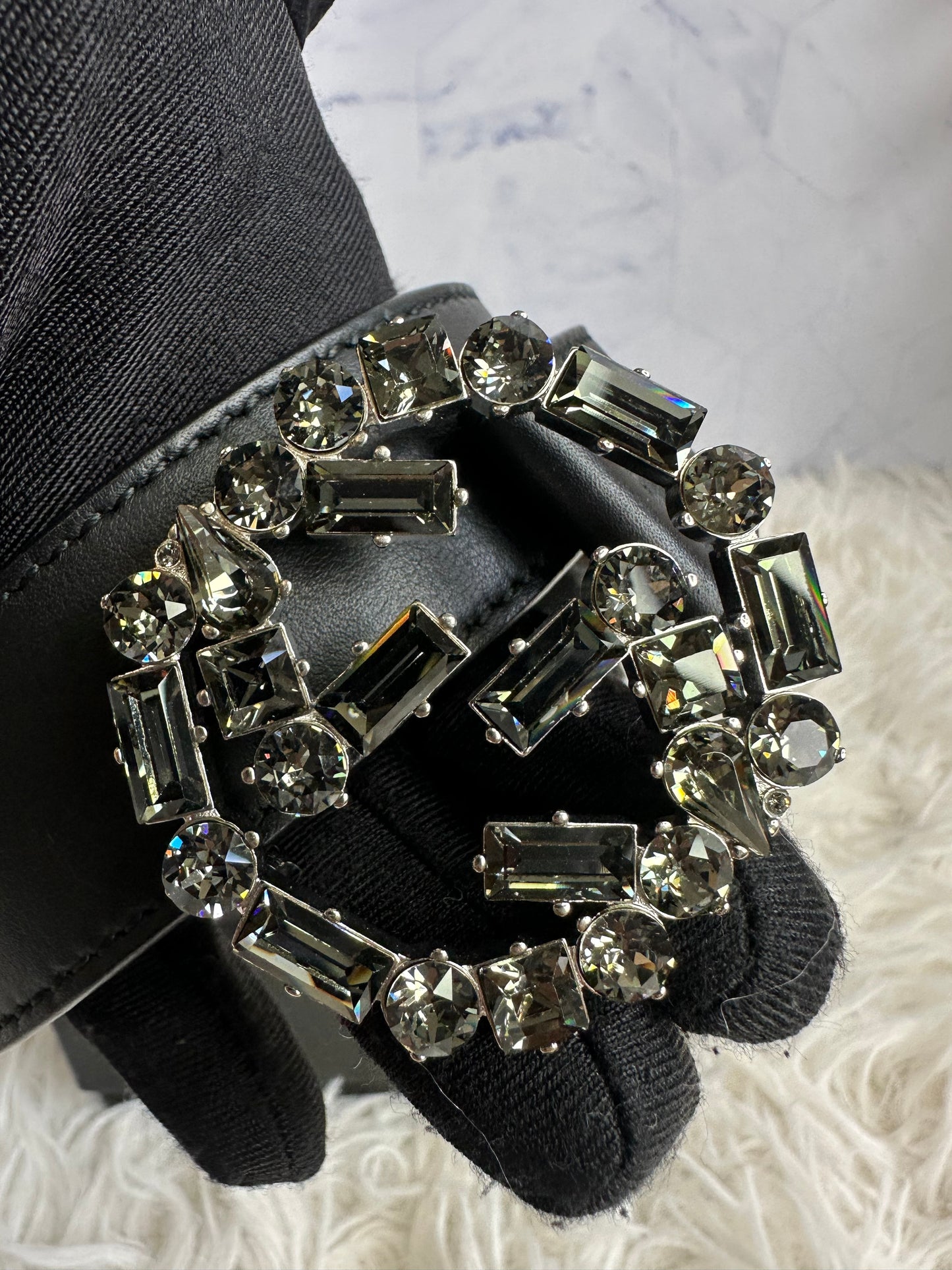 Gucci Crystal Embellished Interlocking G Buckle Belt size 85