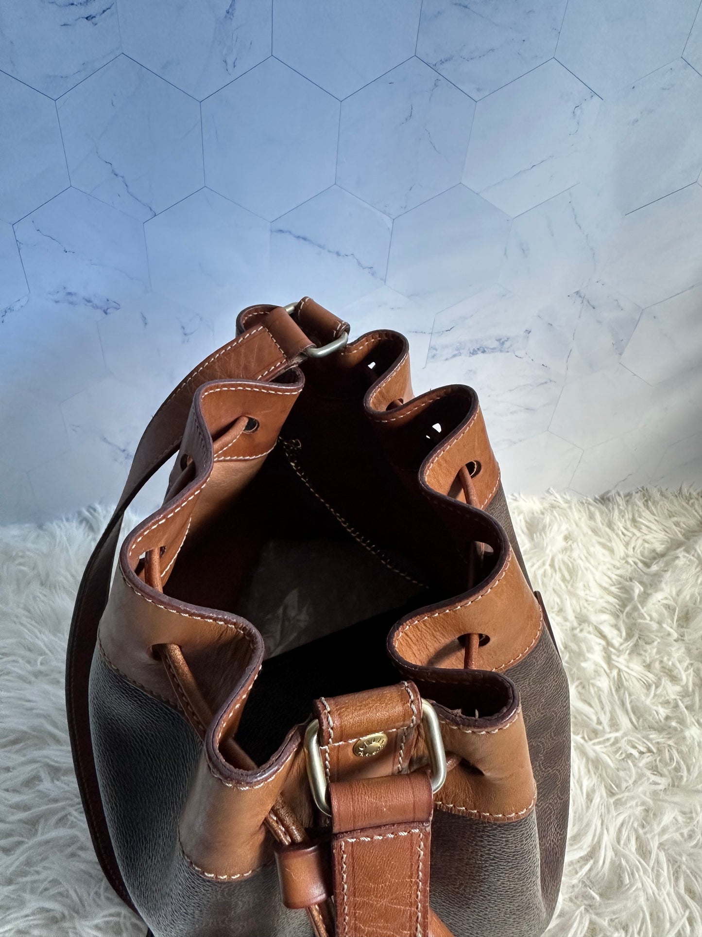 Celine Vintage Macadam Bucket Bag with pouch