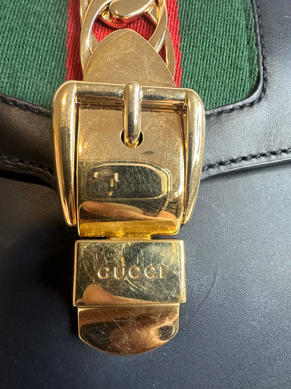 Gucci Sylvie Top Handle Black Leather